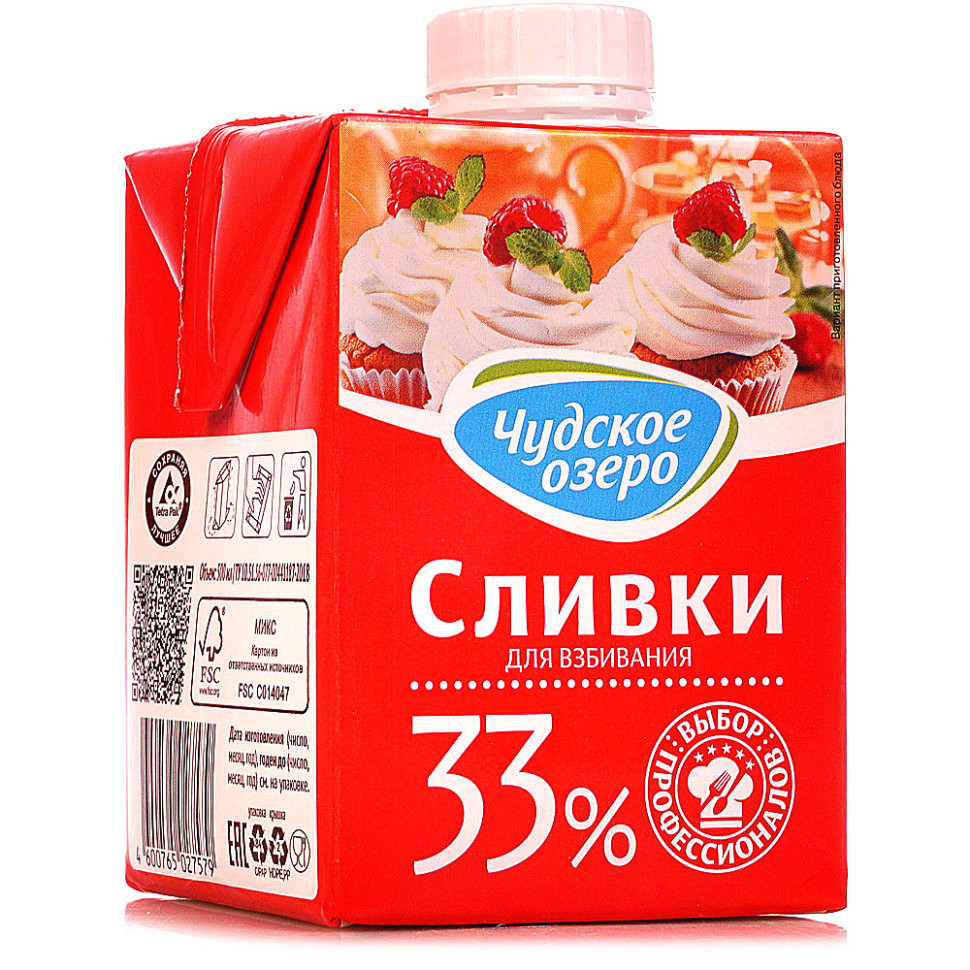 Сливки Чудское озеро 33% 0,5л