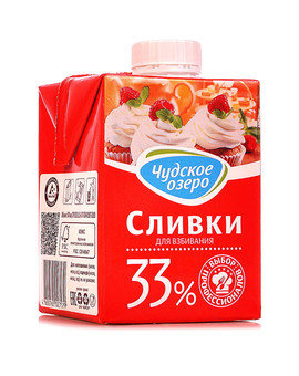 Сливки Чудское озеро 33% 0,5л, изображение 1