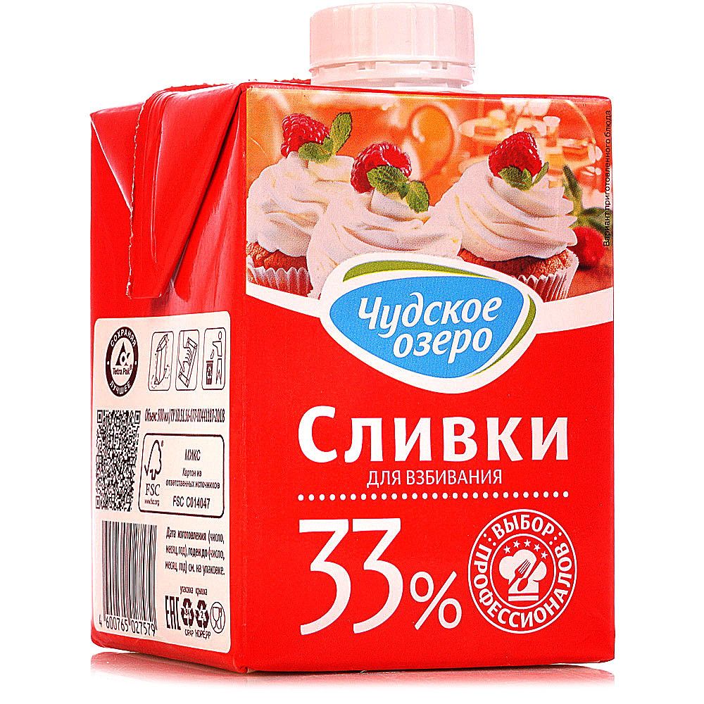 Кликните для увеличения изображения Сливки Чудское озеро 33% 200мл