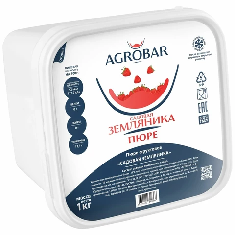 Пюре Земляника садовая АГРОБАР 1кг