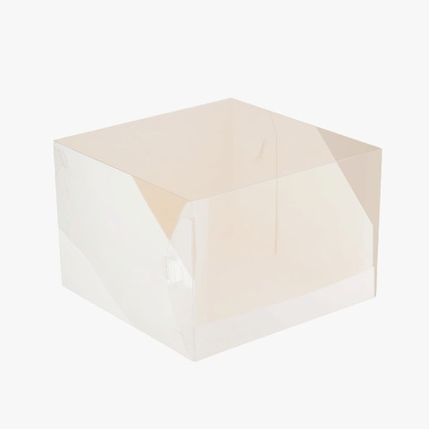 Коробка для торта, 20x20х14 см, белая, с прозрачной крышкой