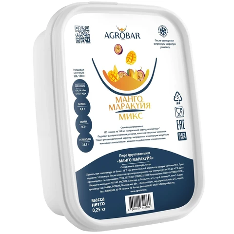 Пюре Манго-Маракуйя АГРОБАР 250гр