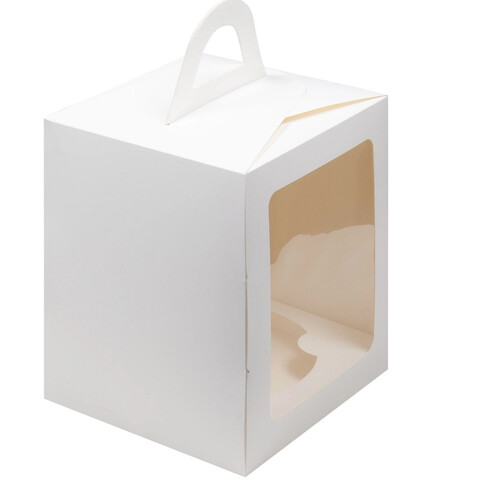 Коробка для кулича Белая с окном 12,5х12,5х15см