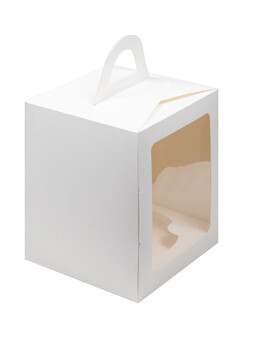 Коробка для кулича Белая с окном 12,5х12,5х15см, изображение 1